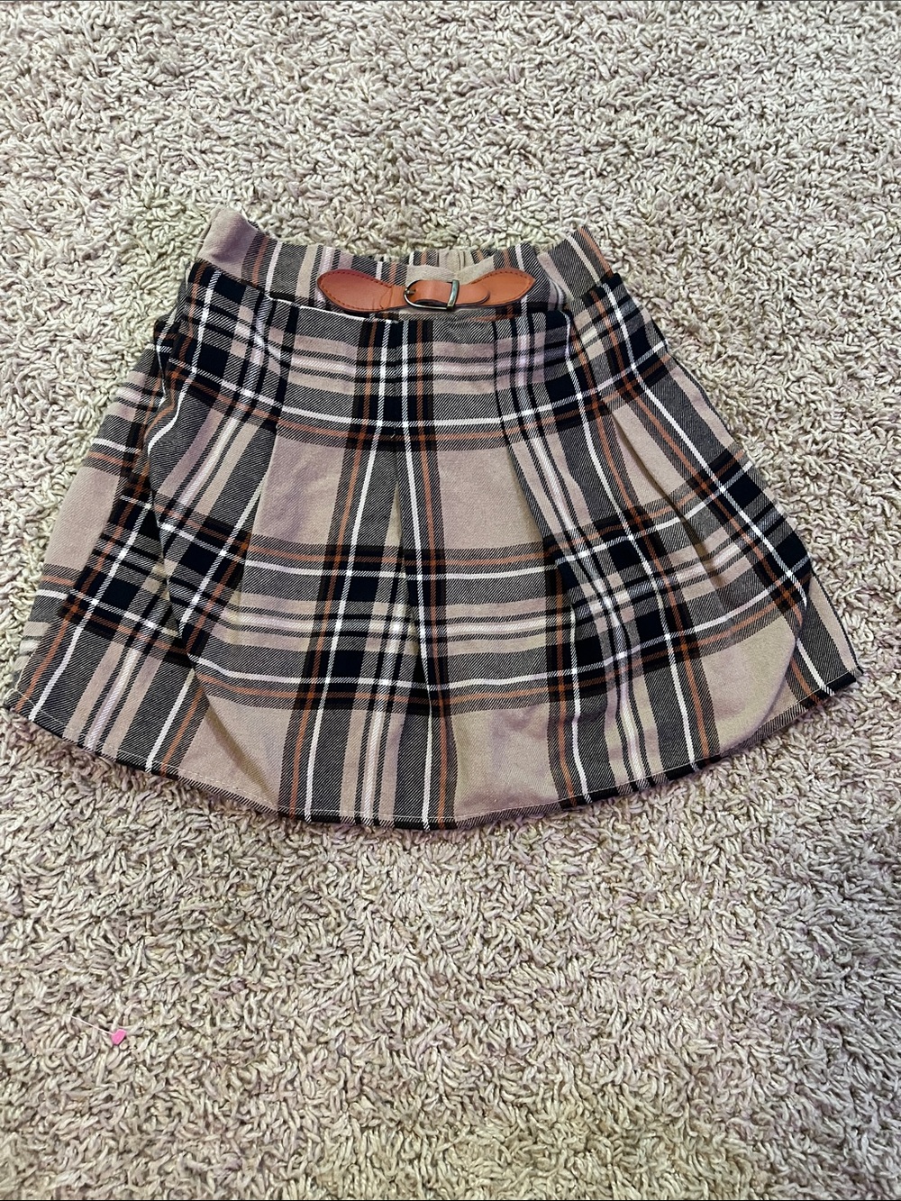 btween Plaid Circle Skirt in Beige, Black and Brown